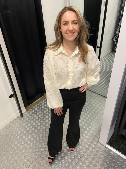 Beige fluffy blouse