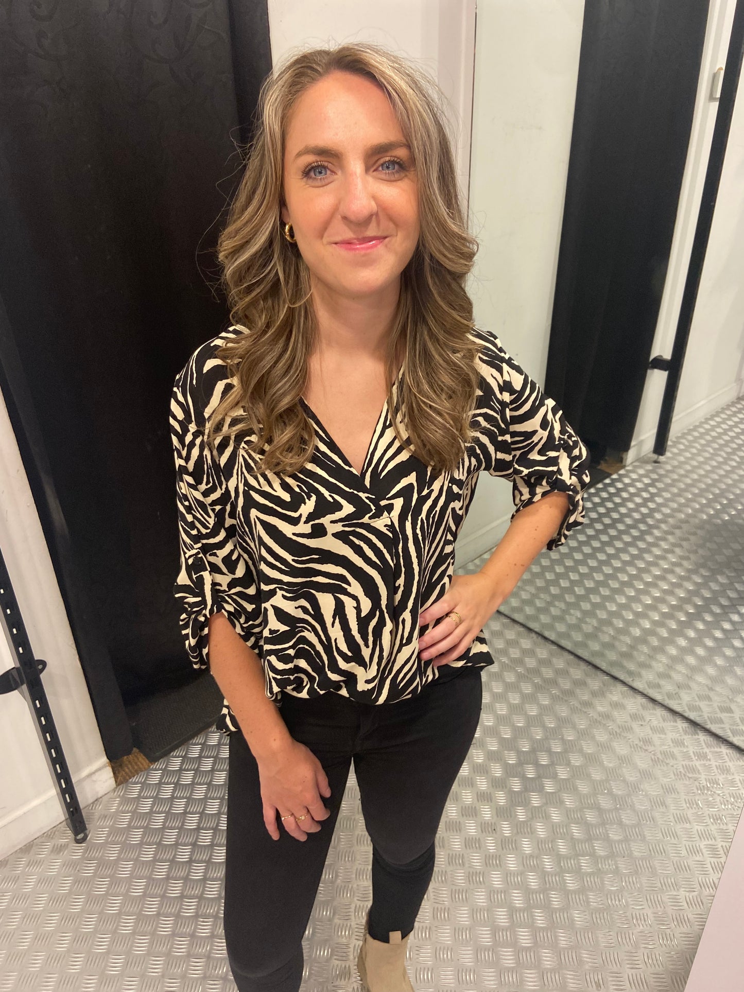 Zebra/Beige blouse