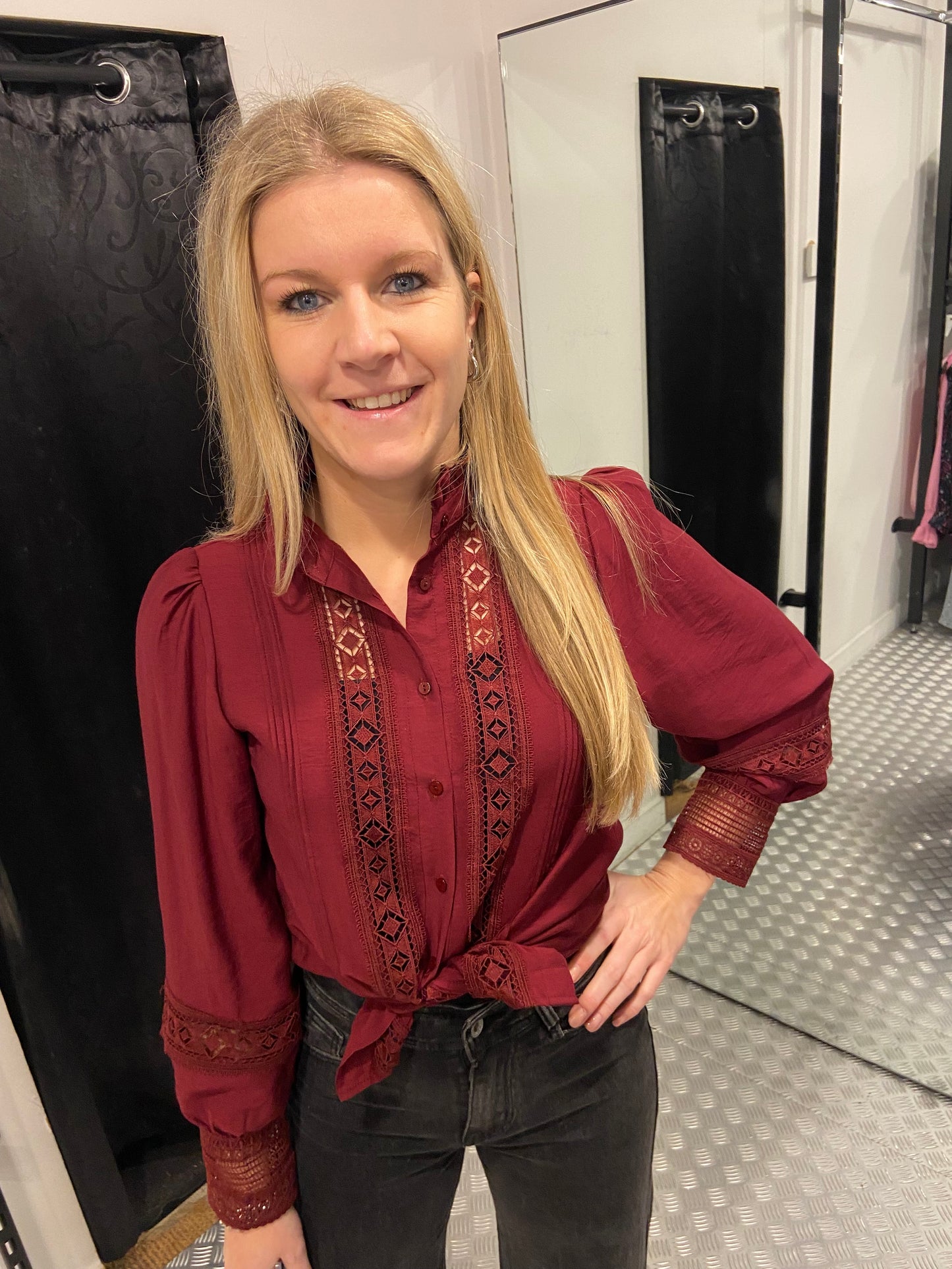 Bordeaux lace blouse