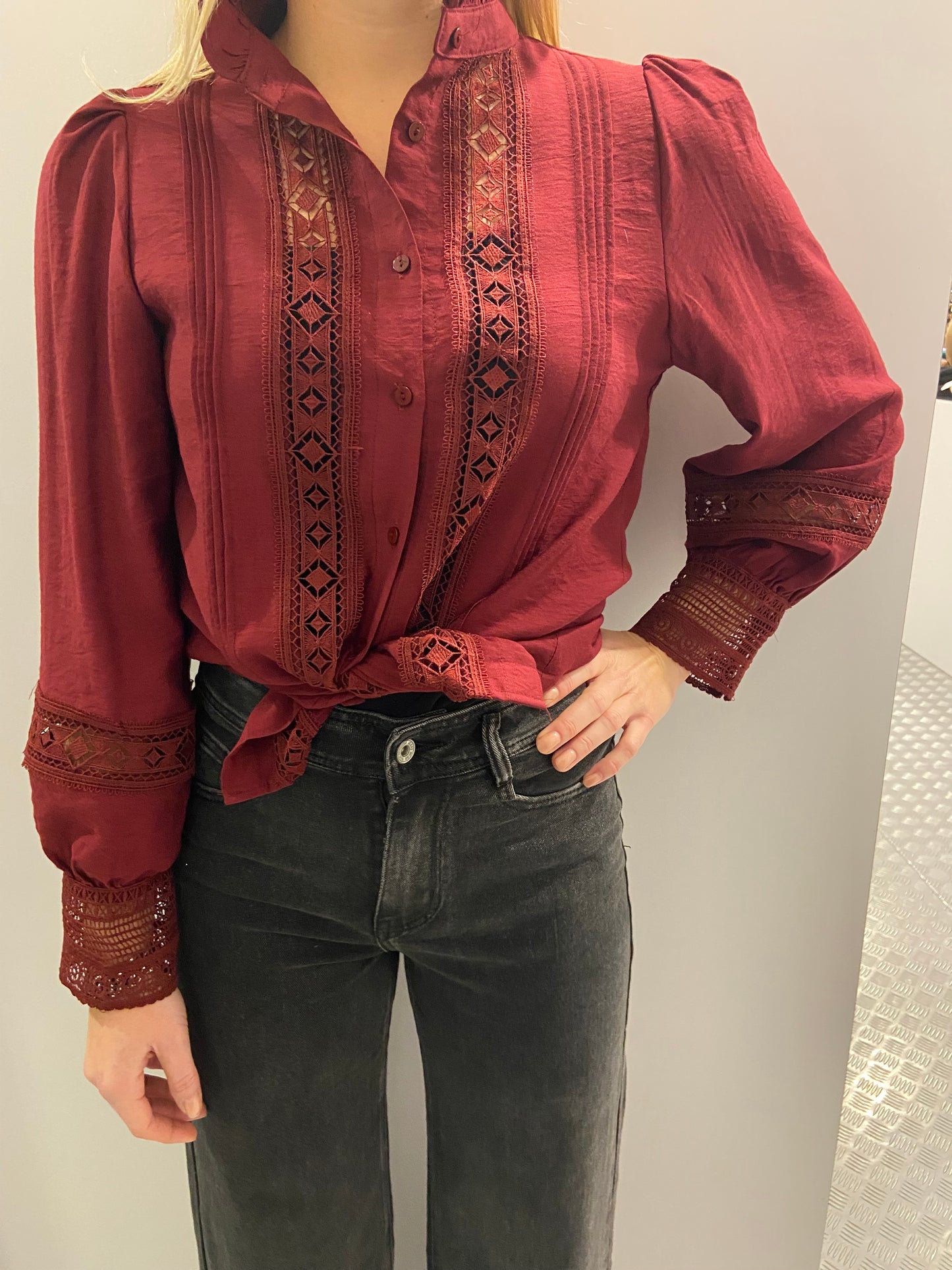 Bordeaux lace blouse