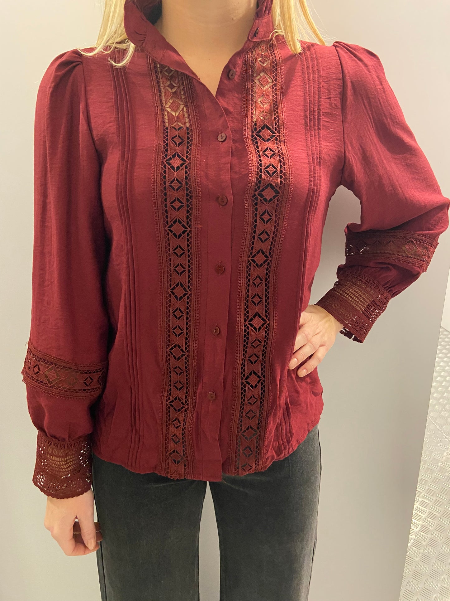 Bordeaux lace blouse