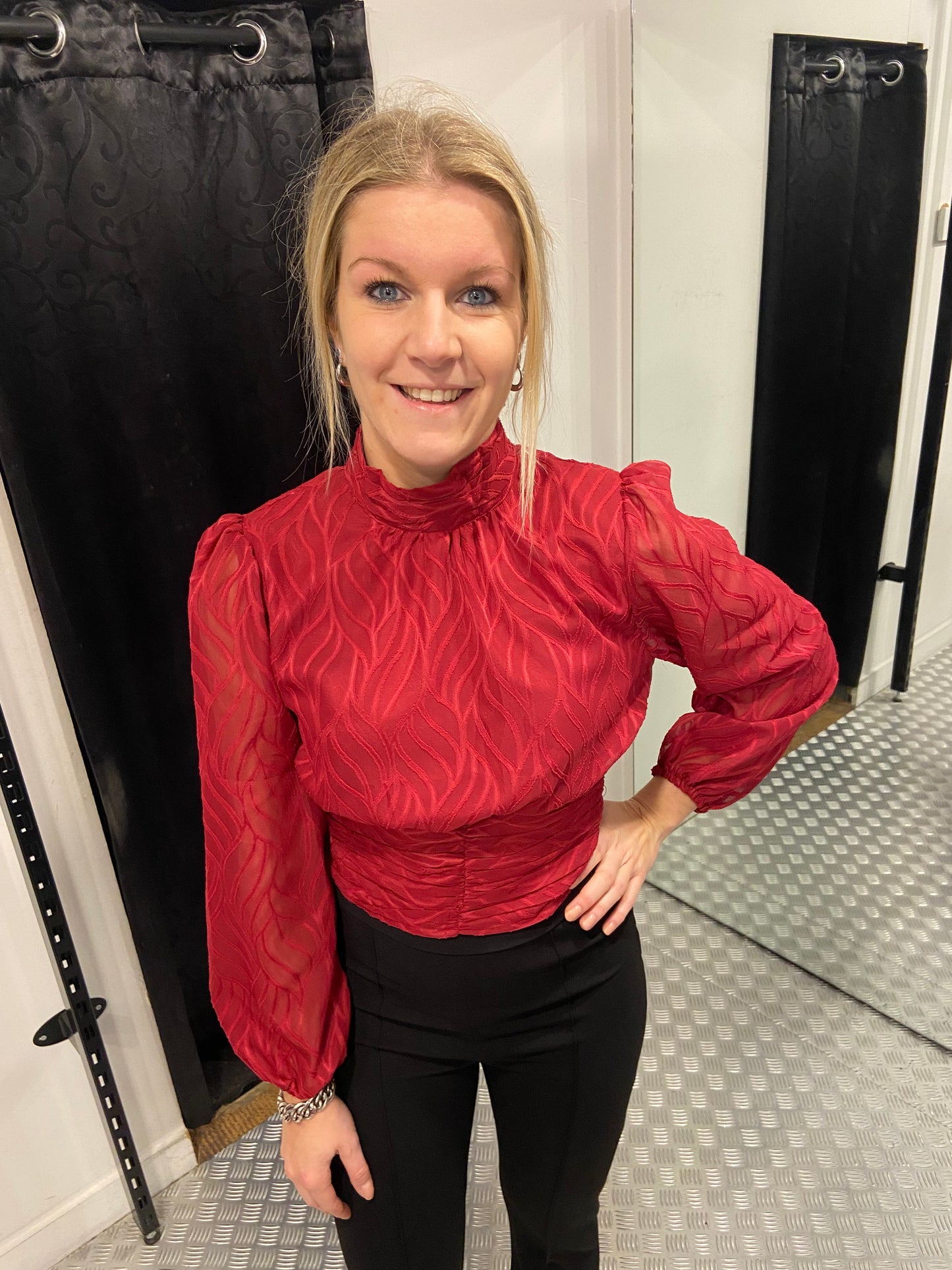 Red ruffle cropped top