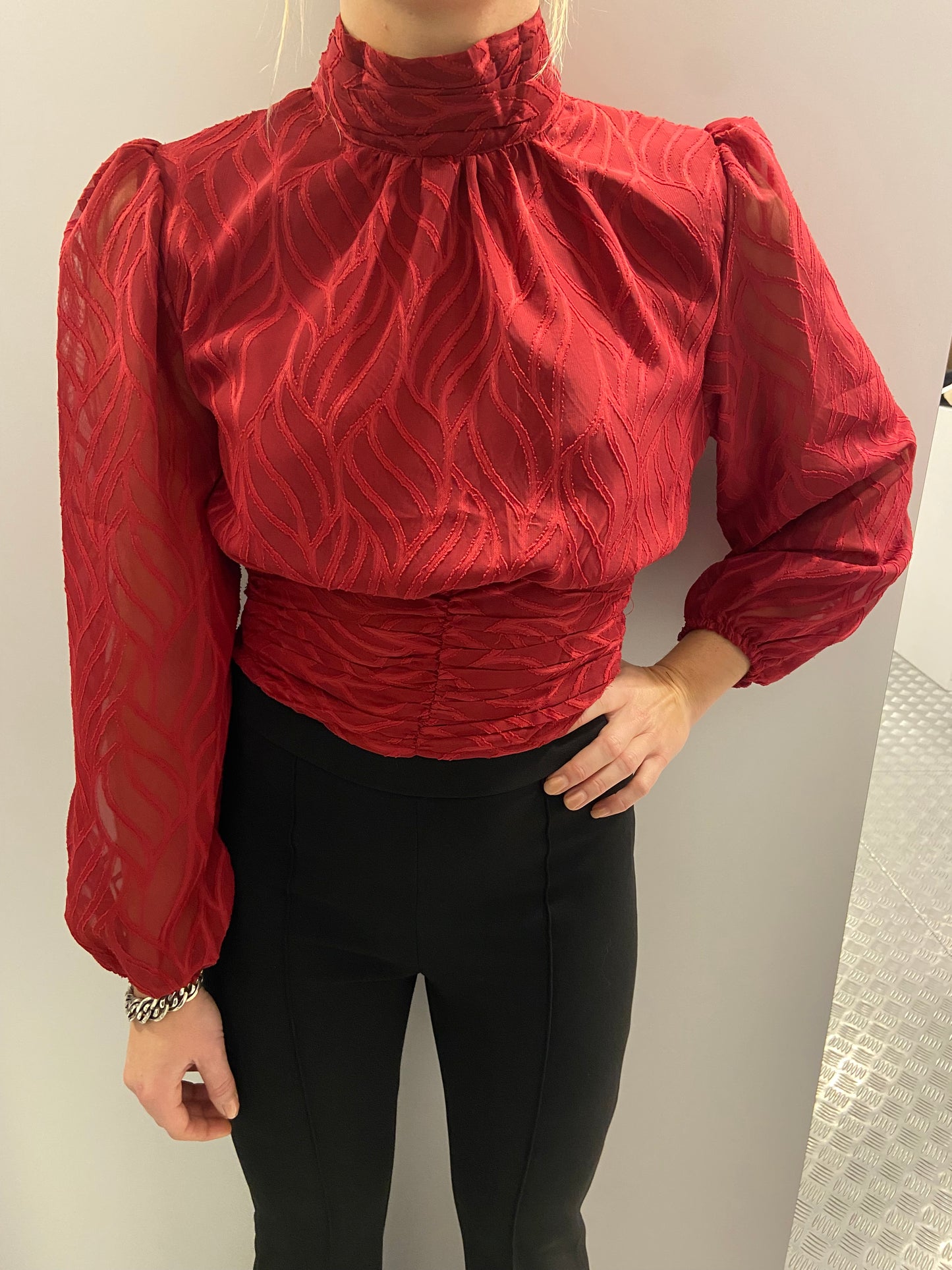 Red ruffle cropped top