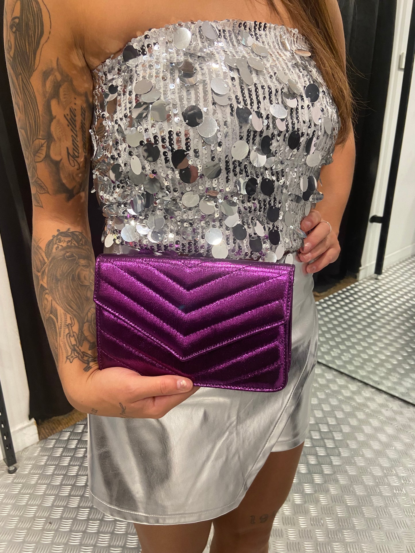 Purple party clutch