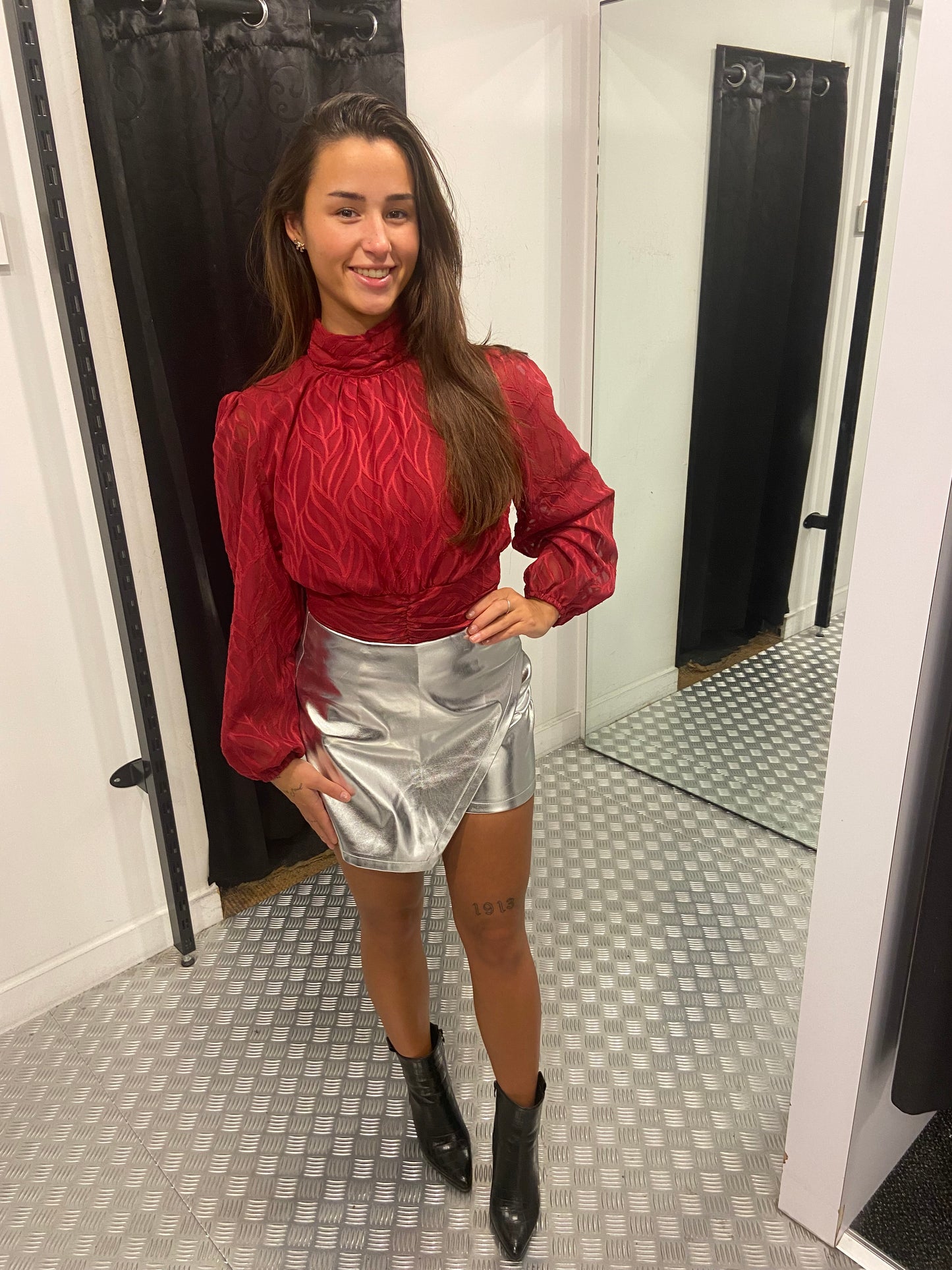 Red ruffle cropped top