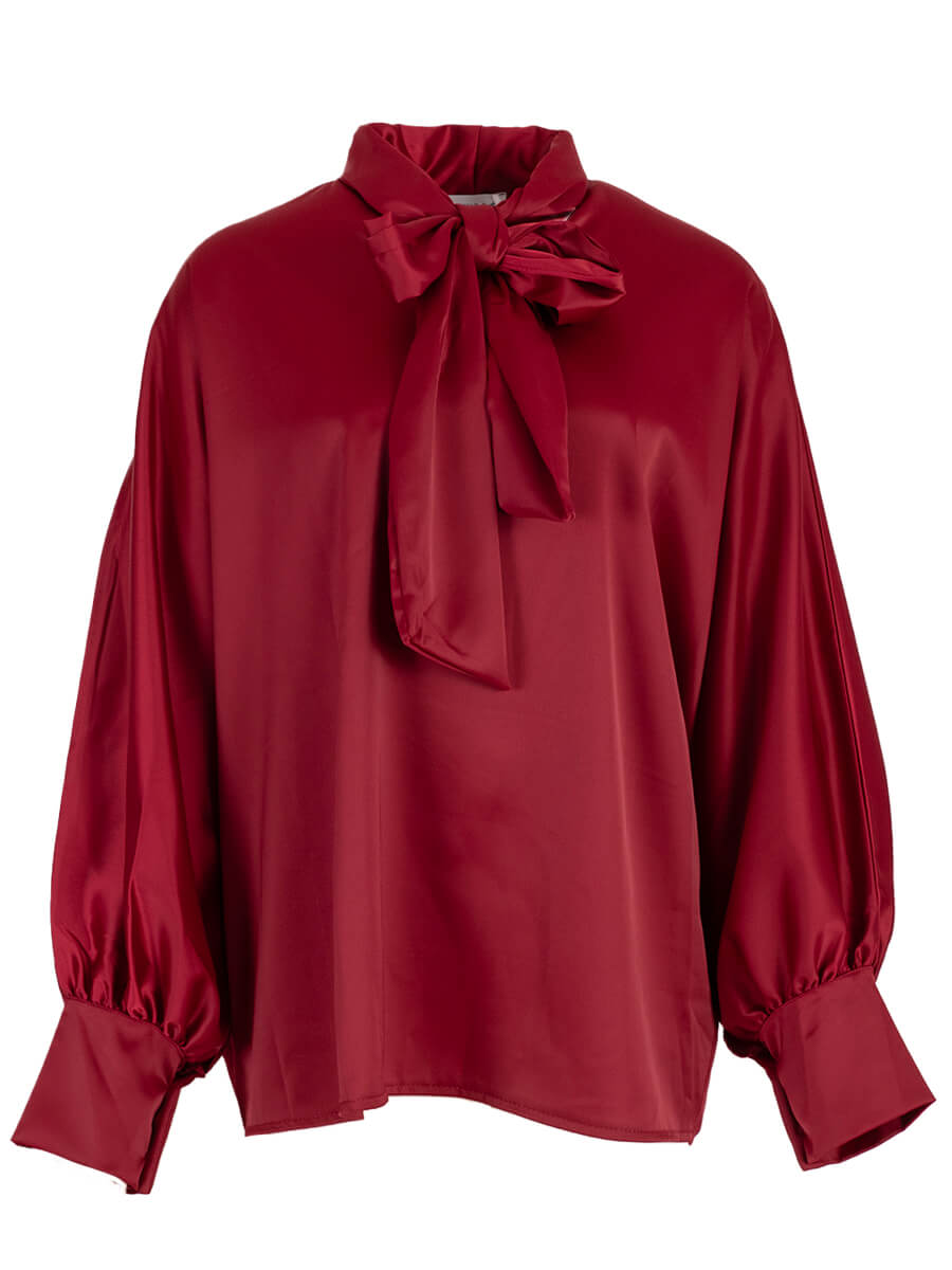 Red bow tie blouse