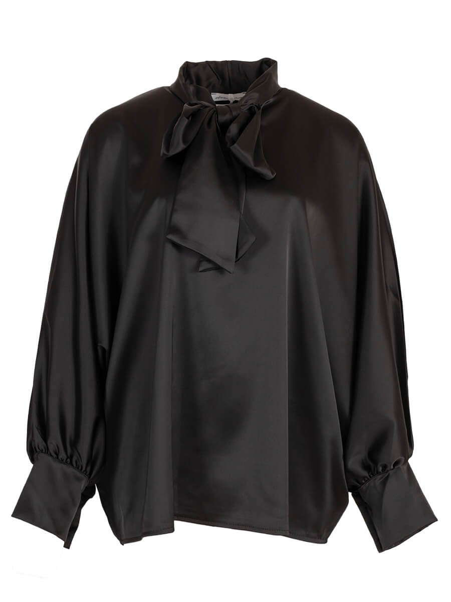 Black bow tie blouse